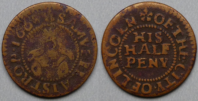 Lincoln, Samuell Aistrop 1668 halfpenny Lincoln, Samuell Aistrop 1668 halfpenny